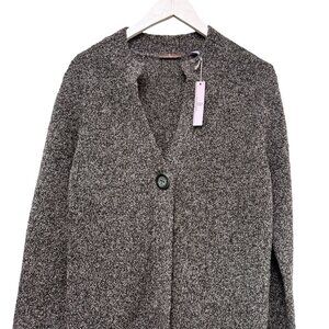 Wool Cashmere Blend Cardigan Medium Womens Cullen Sweater Gray Boucle NWT